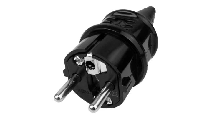 Wtyczka uniwersalna 16A 3P 230V IP44 Schuko czarna 10754 MEN10754
