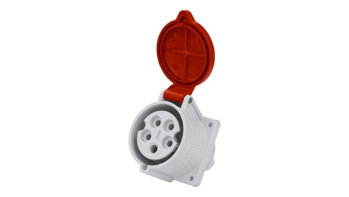 Gniazdo tablicowe proste 5P 32A 400V czerwone IP44 3451 MEN3451