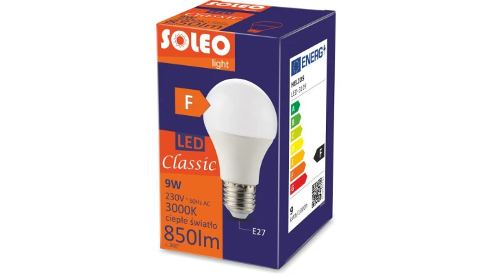 Żarówka LED klasyczna E27 A60 9W 850lm 3000K 1CT/10 LED-3109
