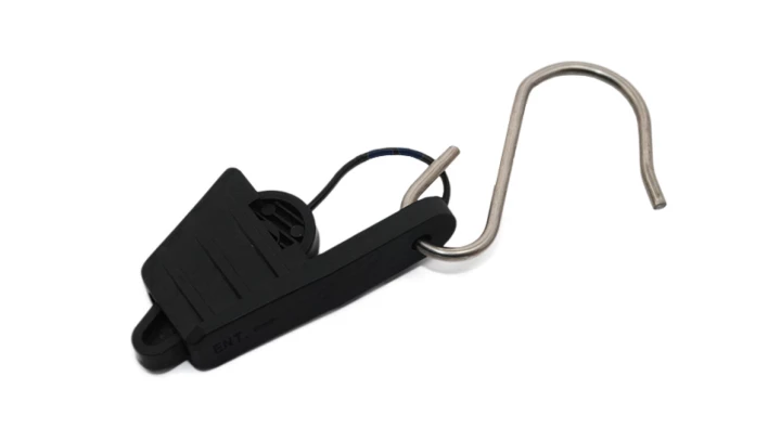 Uchwyt odciągowy (klinowy) do kabli drop (2-5 mm) z metalowym uchwytem, 1kN