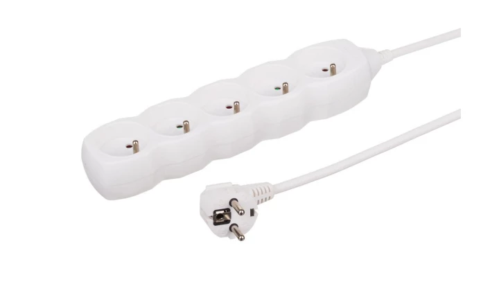 Przedłużacz 5-gniazdowy, 1,5m biały, 3x1,0mm OWY 34515