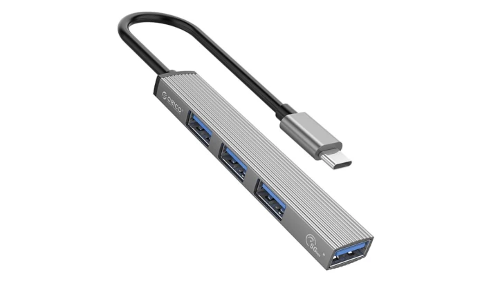 ORICO Adapter 4w1 Hub USB 3.1 typ-C - 3x USB 2.0 A + 1x USB 3.0 A 5Gbit/s srebrny 15cm