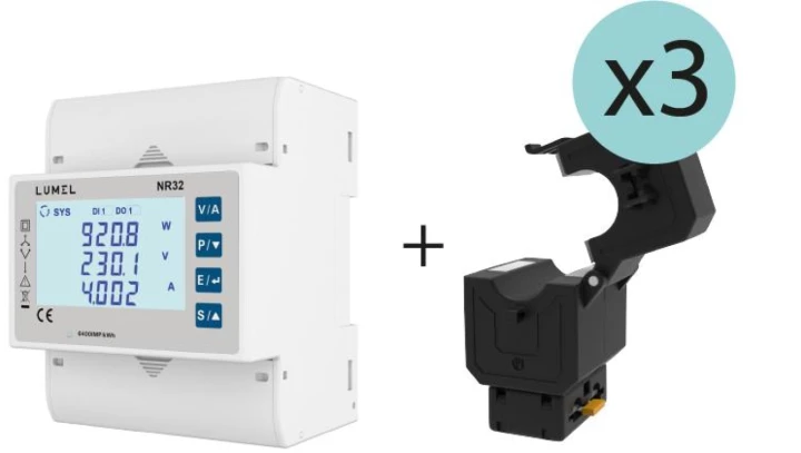 Miernik parametrów sieci 3-fazowej NR32+przekładniki 150/5A NR32_ZESTAW_150A