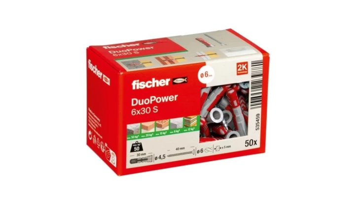 Kołek z wkrętem FISCHER DUOPOWER 6x30 S 555106 /50szt./