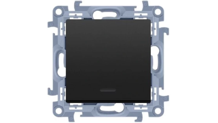 Simon 10 Przycisk bez piktogramu z podświetleniem LED (moduł) 10AX, 250V, zaciski śrubowe czarny mat CP1L.01/49