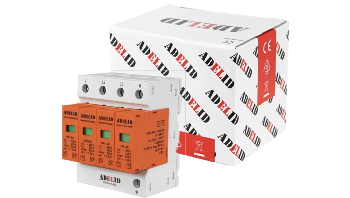 OPX Ogranicznik przepięć AC 6kA 3F 385V B+C ochronnik T1+T2 ochrona przed piorunem trójfazowy ADELID