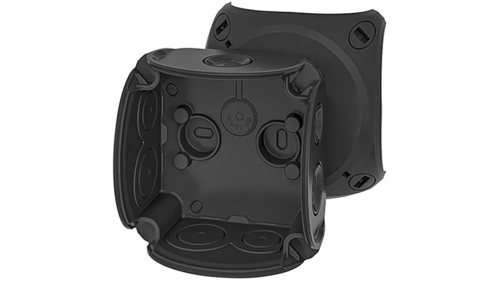 Puszka odgałęźna 84x84x55mm bez zacisków z dławnicami membranowymi IP66 czarna DK 0100 BZ 62000465