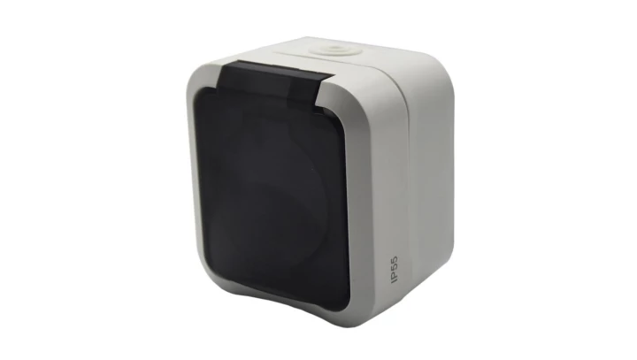 Gniazdo z uziemieniem pojedyncze natynkowe Aqua Pro IP55 białe klapka dymna / 60328