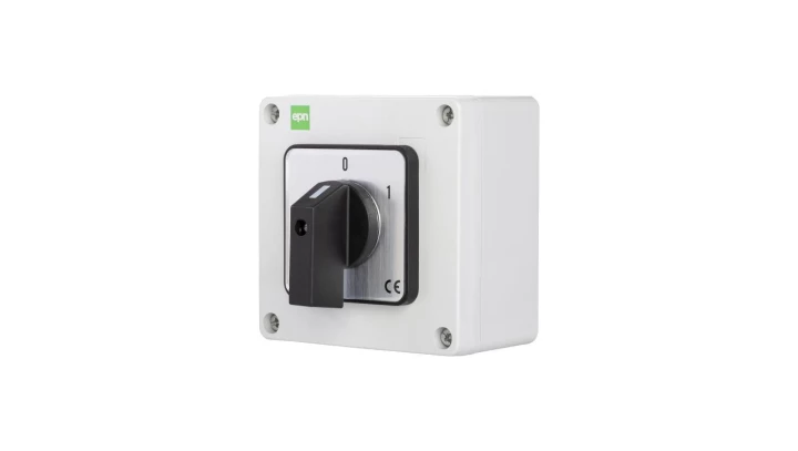 Łącznik krzywkowy 16A/3F 0-1 w obudowie IP65 szary 105x105x66 6160-00