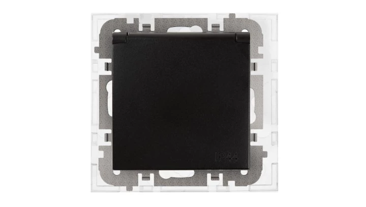 SANTRA gniazdo 2P+Z bez ramki podtynkowe hermetyczne IP44 czarny 4168-19