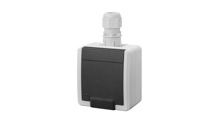 AQUANT 2K gniazdo natynkowe pojedyncze z uziemieniem 2P+Z IP65 szary 5041-65
