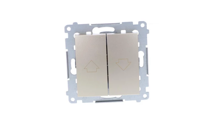 Simon 54 Przycisk żaluzjowy z blokadą elektryczną, szybkozłącza, złoty mat DZP1.01/44