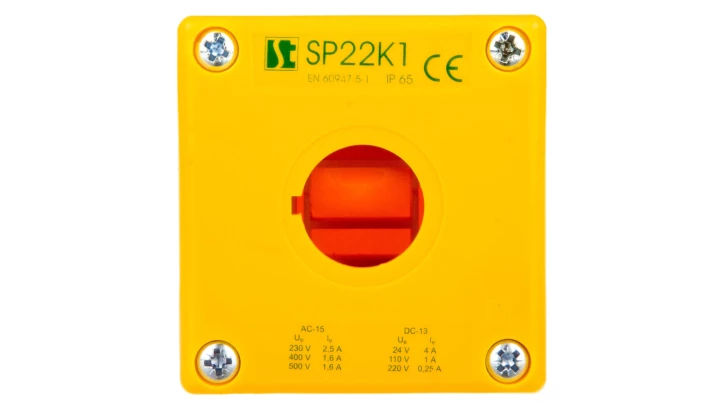 Obudowa kasety 1-otworowa 22mm żółta IP65 SP22K1\00Ż