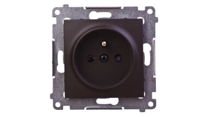 Simon 54 Gniazdo pojedyncze z/u 16A IP20 z przesłoną torów brąz mat DGZ1Z.01/46