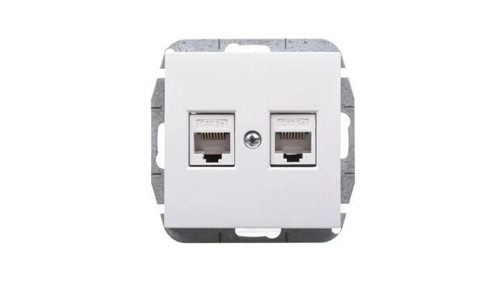Sentia Gniazdo komputerowe podwójne RJ45 kat.5e białe 1449-10