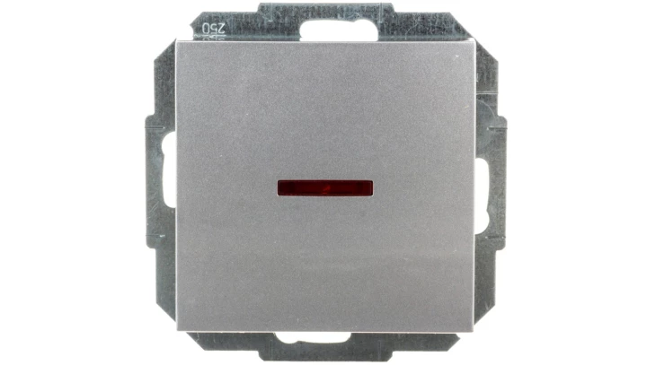 Sentia Łącznik jednobiegunowy 10A z podświetleniem srebrny połysk 1423-56