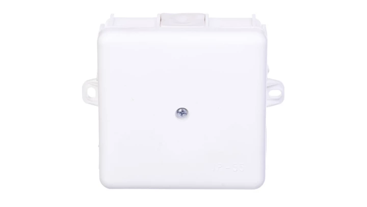 Puszka hermetyczna n/t 86x86x39mm z zaciskiem 5x2,5mm z uszami montaż. IP55 biała 0226-11