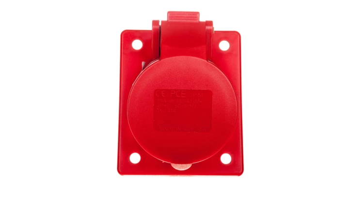 Gniazdo tablicowe skośne 16A 4P 400V /70x85/ czerwone IP44 TWIST 414-6