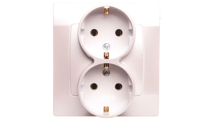 KARO Gniazdo podwójne z/u Schuko srebrny perłowy GP-2SS/43