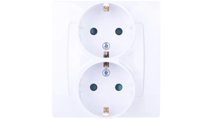 KARO Gniazdo podwójne z/u Schuko z przesłonami białe GP-2SSP/00