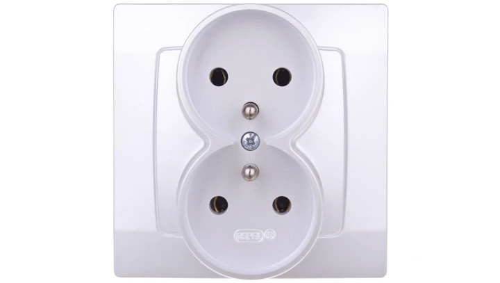 KARO Gniazdo podwójne z/u srebrny perłowy GP-2SZ/43