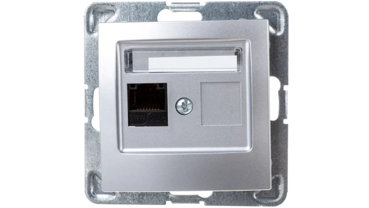 IMPRESJA Gniazdo komputerowe pojedyncze RJ45 kat.5e MMC srebrne GPK-1Y/K/m/18