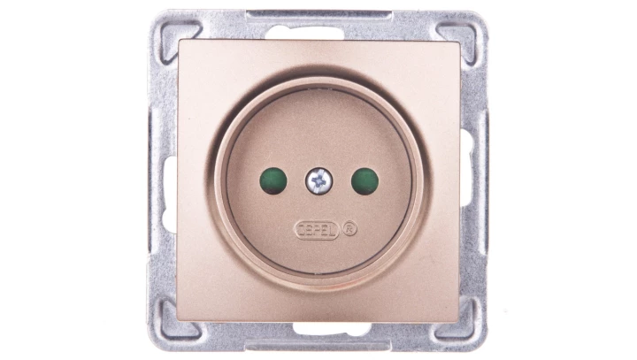 IMPRESJA Gniazdo pojedyncze b/u z przesłonami złoty metalik GP-1YP/m/28