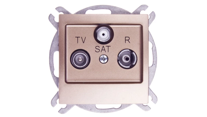 IMPRESJA Gniazdo antenowe RTV-SAT przelotowe złoty metalik GPA-YSP/m/28