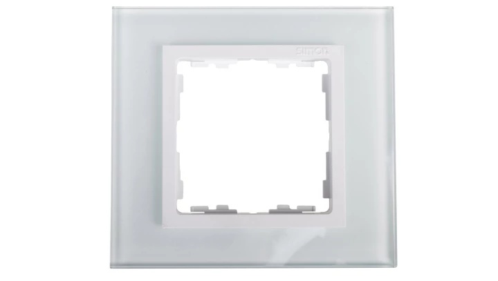 Simon 82 Ramka pojedyncza szklana natural/ ramka pośrednia biała 82617-60