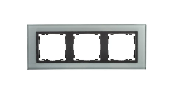Simon 82 Ramka potrójna szklana szara/ ramka pośrednia grafit 82837-35