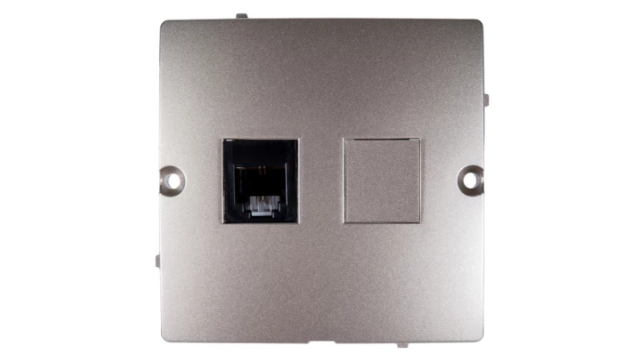 Simon Basic Gniazdo telefoniczne pojedyncze RJ11 satynowe BMTF1.02/29