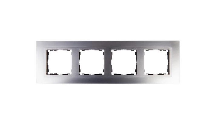 Simon 82 Ramka poczwórna pozioma metalowa aluminium/ ramka pośrednia aluminium mat 82947-33