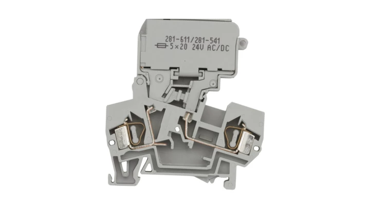 Złączka bezpiecznikowa 4mm2 szara 10A 5x 20mm 281-611/281-541