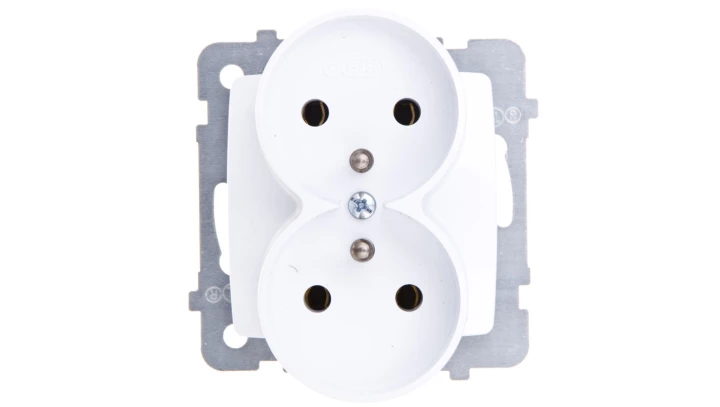 KARO Gniazdo podwójne z/u białe GP-2SRZ/m/00