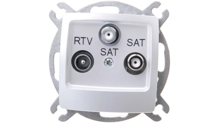 KARO Gniazdo antenowe RTV-SAT-SAT srebrny perłowy GPA-S2S/m/43