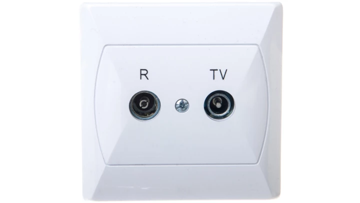 AKCENT Gniazdo antenowe RTV przelotowe 10dB białe GPA-10AP/00