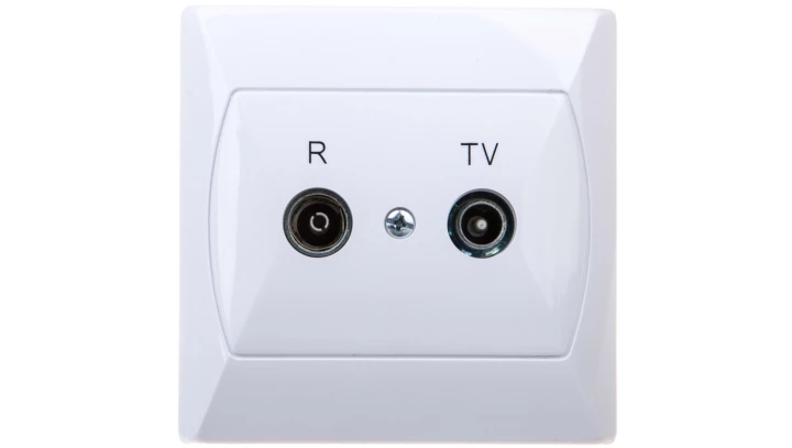 AKCENT Gniazdo antenowe RTV przelotowe 14dB białe GPA-14AP/00