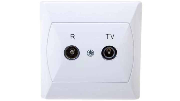 AKCENT Gniazdo antenowe RTV przelotowe 16dB białe GPA-16AP/00