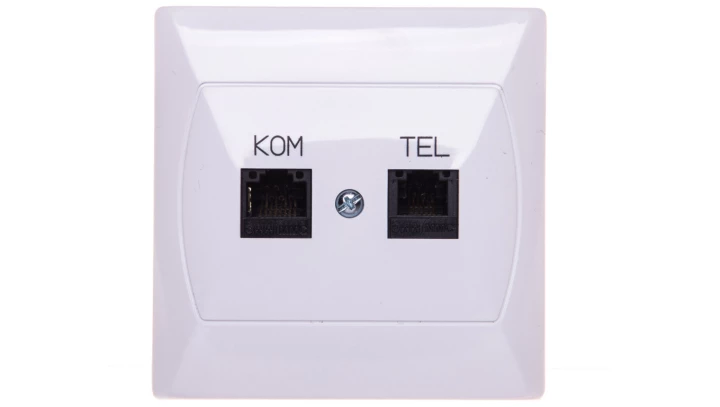 AKCENT Gniazdo teleinformatyczne RJ45 + RJ11 białe GPKT-A/K/00