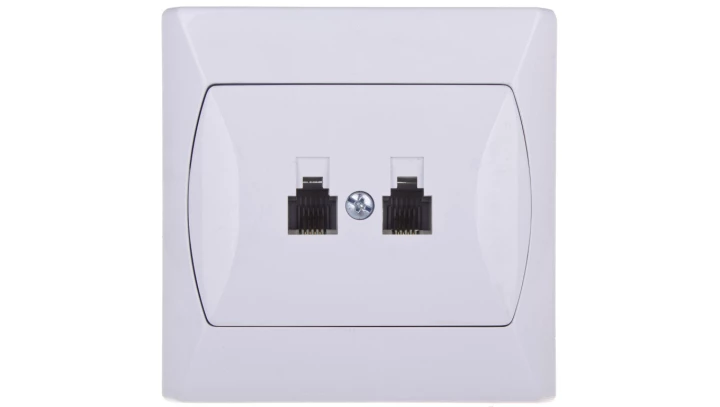 AKCENT Gniazdo telefoniczne podwójne RJ11 niezależne białe GPT-2AN/00