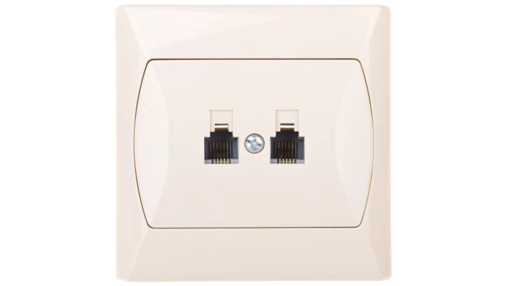 AKCENT Gniazdo telefoniczne podwójne RJ11 niezależne beżowe GPT-2AN/01