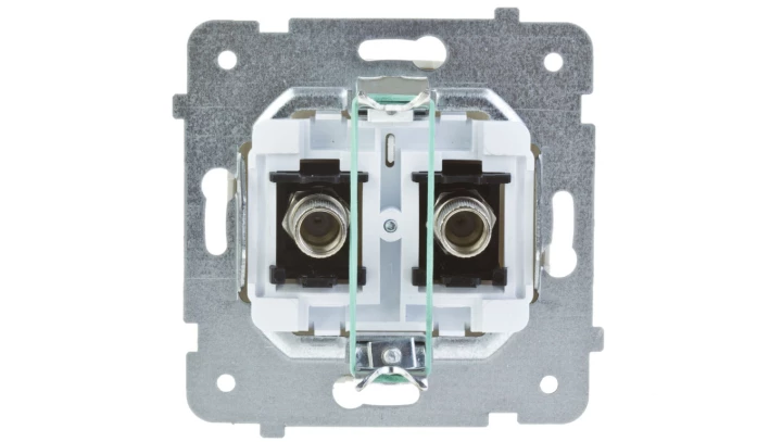 KARO Gniazdo antenowe podwójne typu F ecru perłowy GPA-2SF/m/42