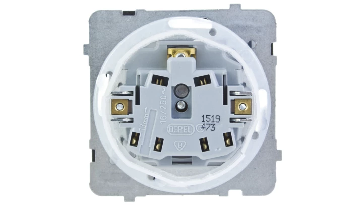 KARO Gniazdo bryzgoszczelne z/u IP44 z przesłonami klapka biała GPH-1SZP/m/00/w