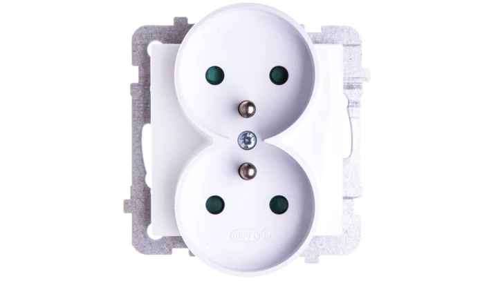 AS BIAŁY GNIAZDO PODWÓJNE Z UZIEMIENIEM