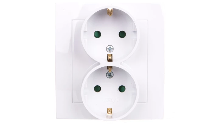 AS Gniazdo podwójne z/u Schuko z przesłonami białe GP-2GSP/00