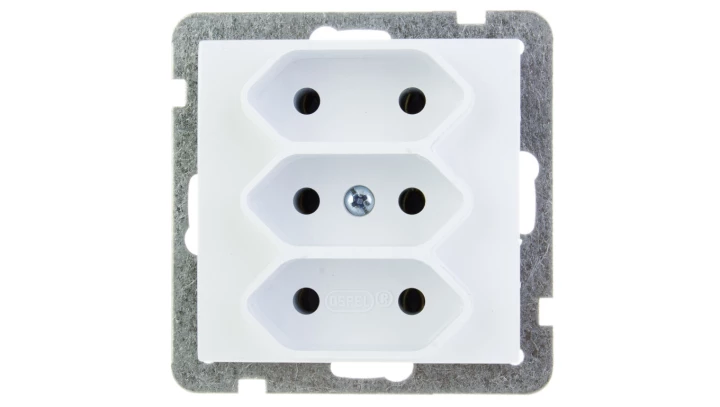 AS Gniazdo potrójne b/u 2.5A EURO białe GP-3G/m/00