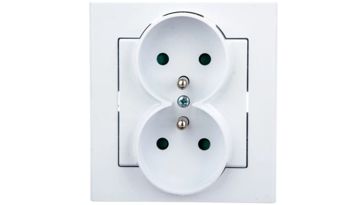 SONATA Gniazdo podwójne z/u z przesłonami białe GP-2RZP/00