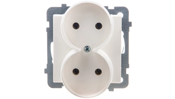 SONATA Gniazdo podwójne b/u ecru GP-2RR/m/27