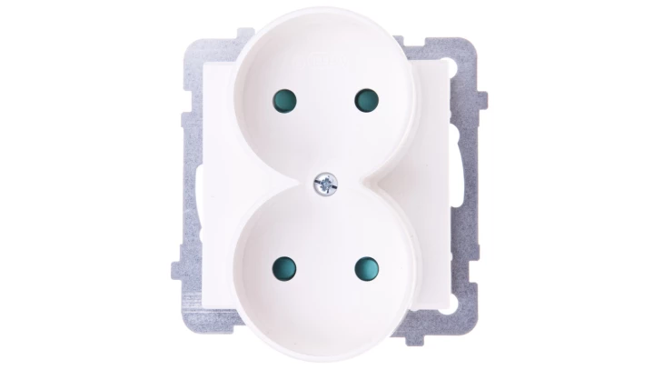 SONATA Gniazdo podwójne b/u z przesłonami ecru GP-2RRP/m/27