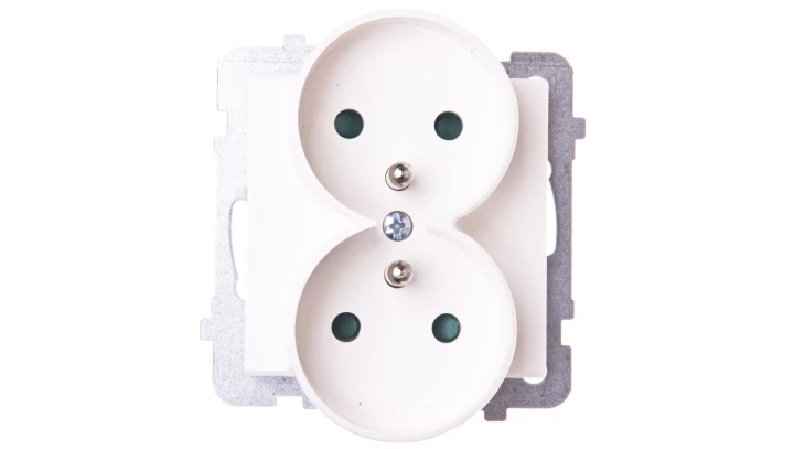 SONATA Gniazdo podwójne z/u z przesłonami ecru GP-2RRZP/m/27